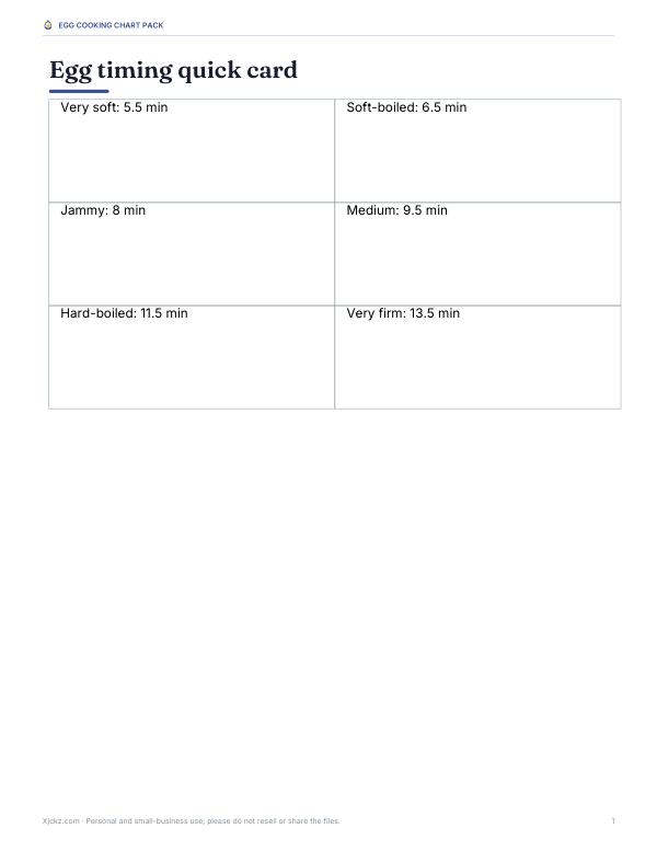 Preview of Free Printable Egg Timing Quick Card