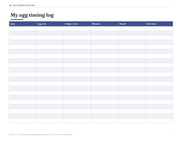 Preview of Printable Egg Timing Log